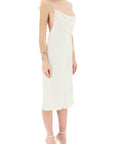 Rotate Responsible Satin Midi Dress Beige