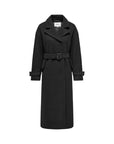 Only Belted Long Polyester Trench Coat Black