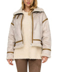 Only Onlylva Bonded Faux Sherling Collar Jacket Beige