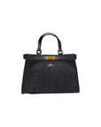 Replay Top Handle Blended Cotton Handbag Black