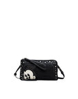 Mickey Mouse Studded L Crossbody Wallet Black