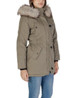 Only Iris Turtleneck Faux Fur Long Parka Jacket Olive