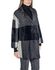 Sandro Ferrone Lapel Collar Jacquard Midi Coat Black