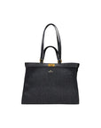 Replay Double Handle Denim Shopper Tote Bag Black