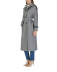 Only Double Breasted Maxi Trench Coat Grey