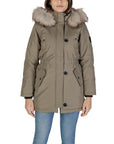 Only Iris Turtleneck Faux Fur Long Parka Jacket Olive