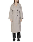 Only Long Sleeve Maxi Trench Coat With Belt Beige