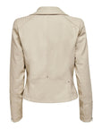 Only Gemma Fax Leather Biker Jacket Beige