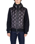 Peuterey Two Material Geomtric Quilting Bomber Jacket Black