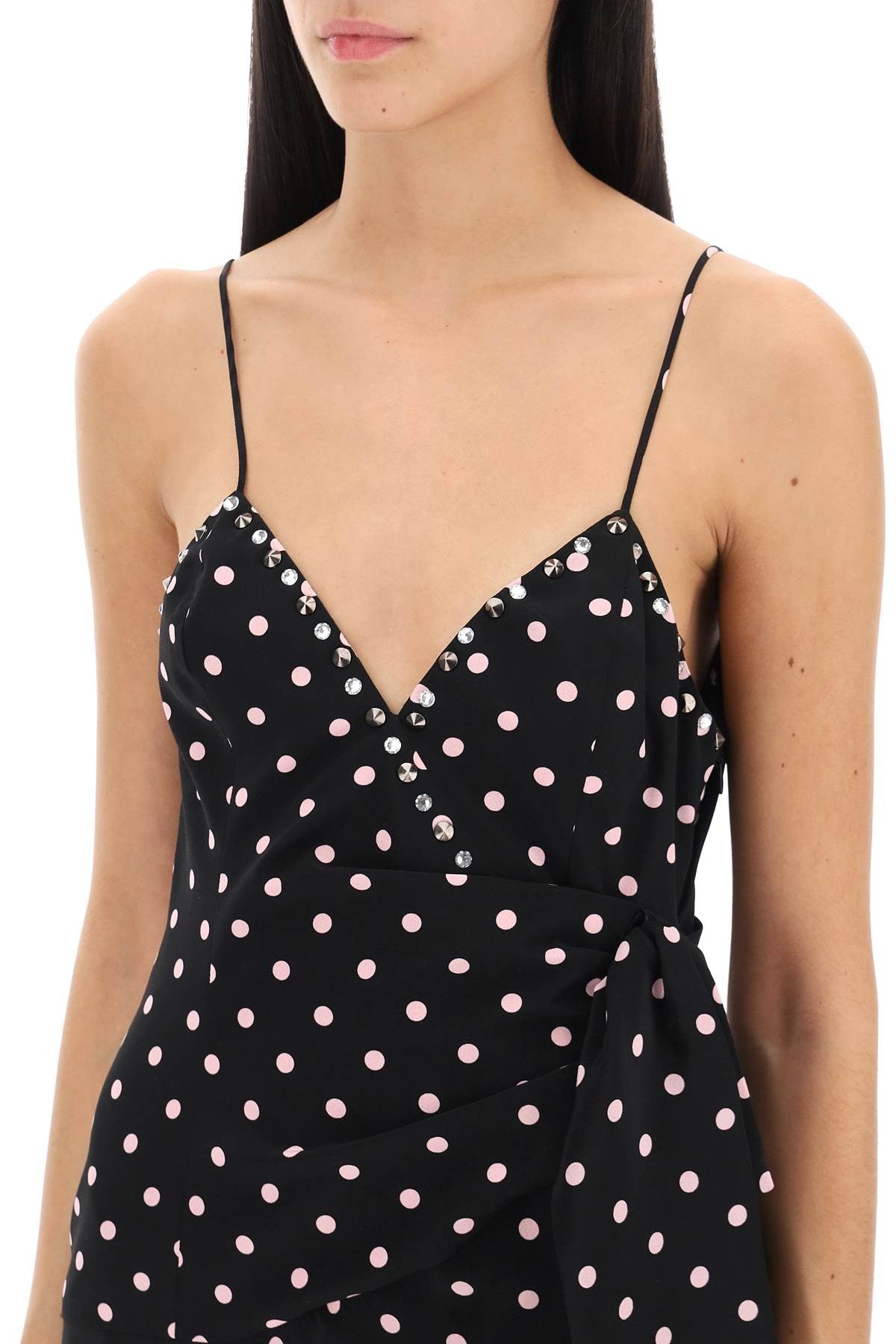 Alessandra Rich - Polka Dot Slip Dress With Studs And Rhinestones - Princess Attitude