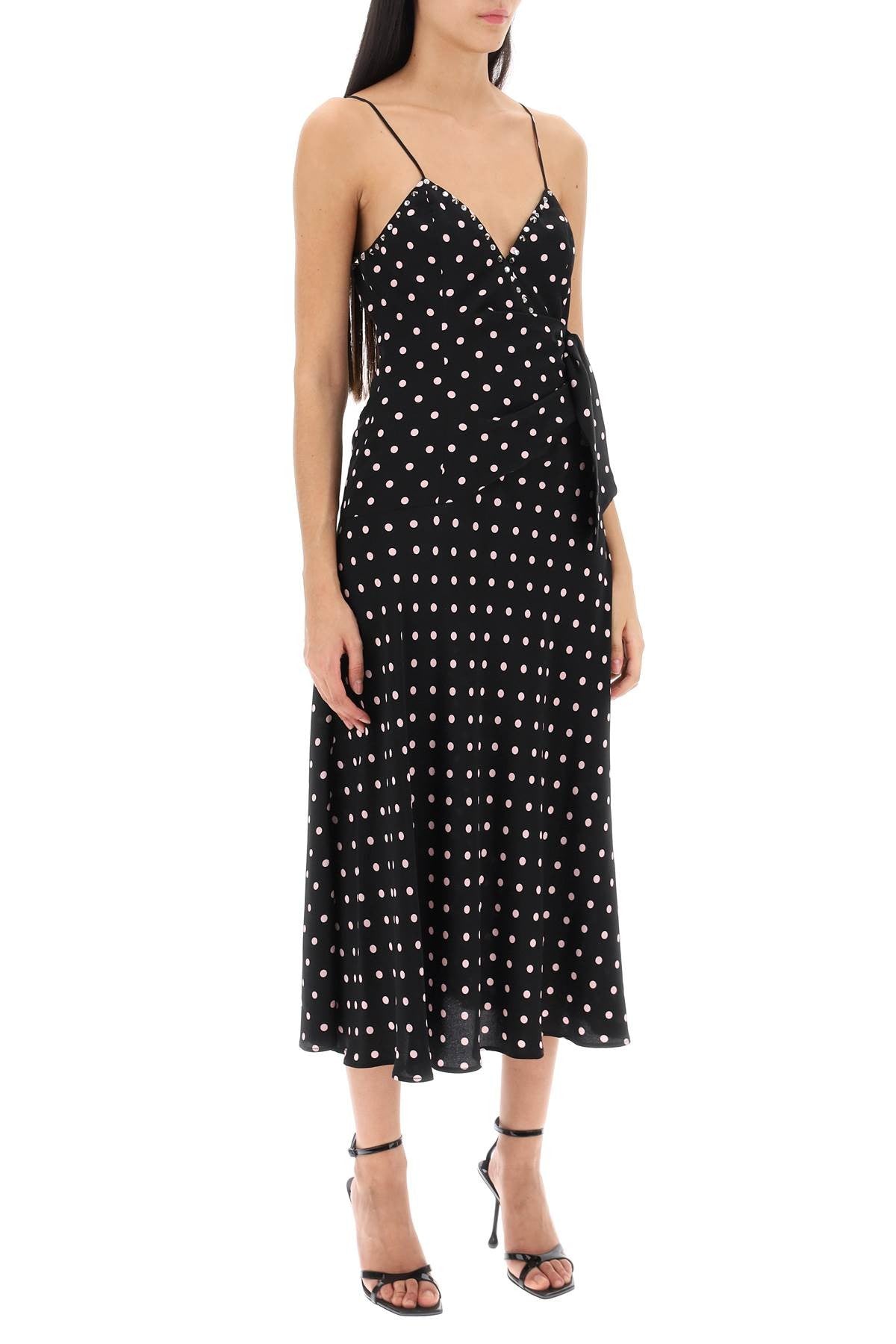 Alessandra Rich - Polka Dot Slip Dress With Studs And Rhinestones - Princess Attitude