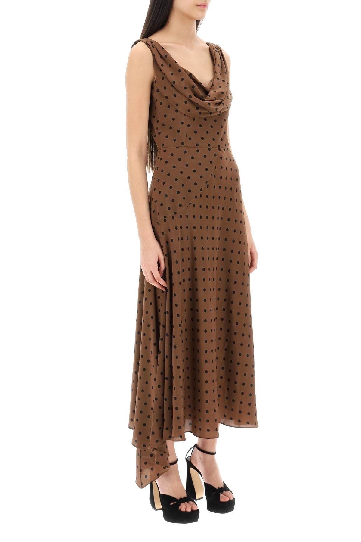 Alessandra Rich - Silk Midi Dress With Draped Neckline - Princess Attitude