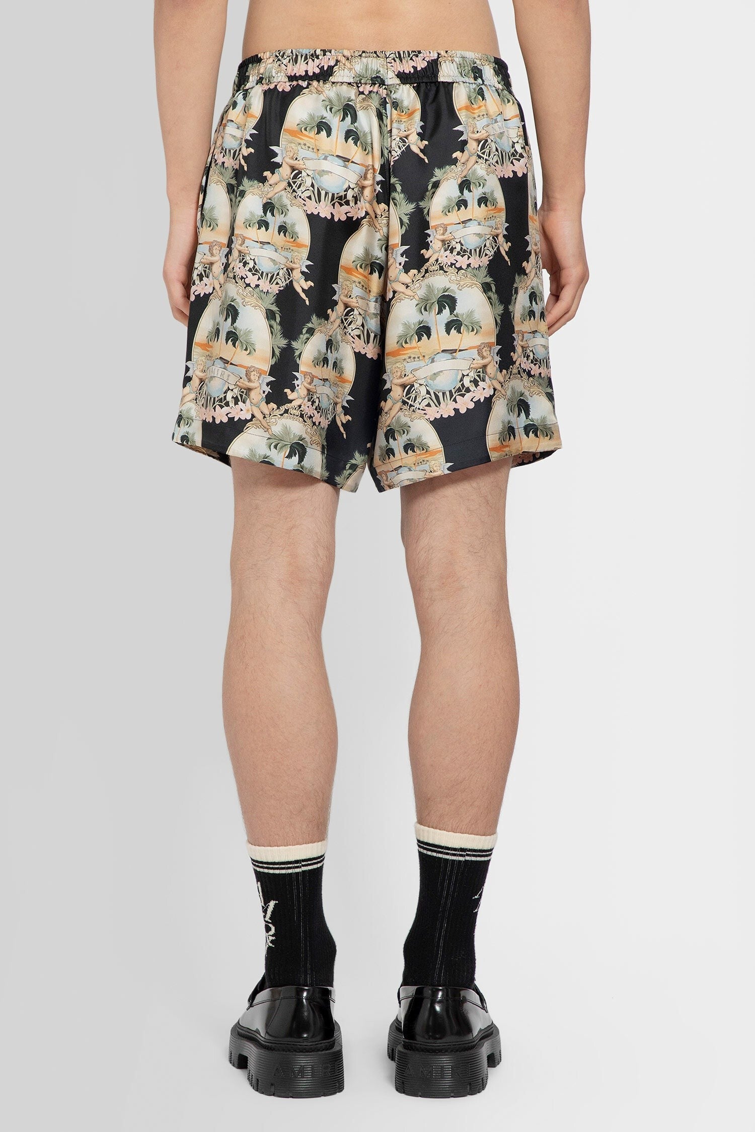 Amiri All Over Cherub Palm Tree Shorts Black - Princess Attitude