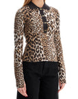 Ganni - Animal Print Jacquard Knit Polo