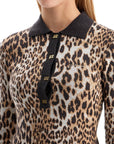 Ganni - Animal Print Jacquard Knit Polo