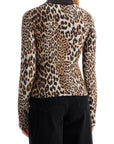 Ganni - Animal Print Jacquard Knit Polo