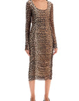 Ganni - 'Animal Print Midi Dress In Mesh