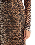 Ganni - 'Animal Print Midi Dress In Mesh