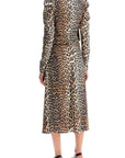 Ganni - Animal Print Satin Midi Dress