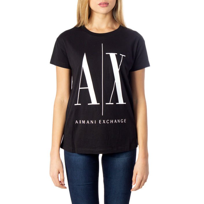 Armani Exchange Crew Neck Block Logo T-Shirt Black - Princess Attitude