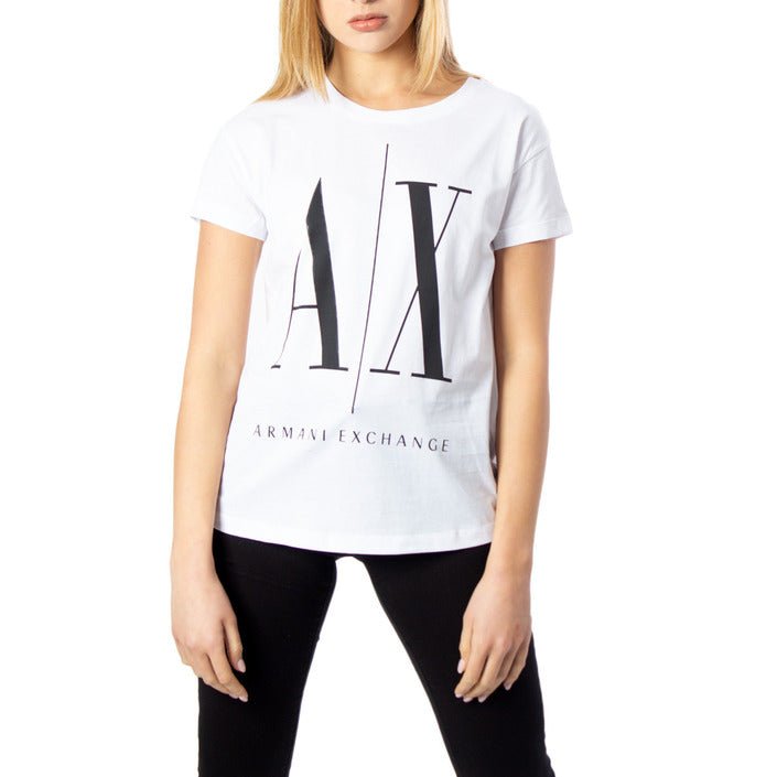 Armani Exchange Crew Neck Block Logo T-Shirt White - Princess Attitude