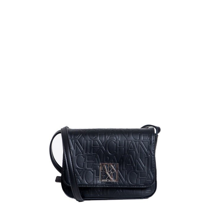 Armani Exchange Elegant Embossed Logo Shoulder Bag Black - Princess Attitude