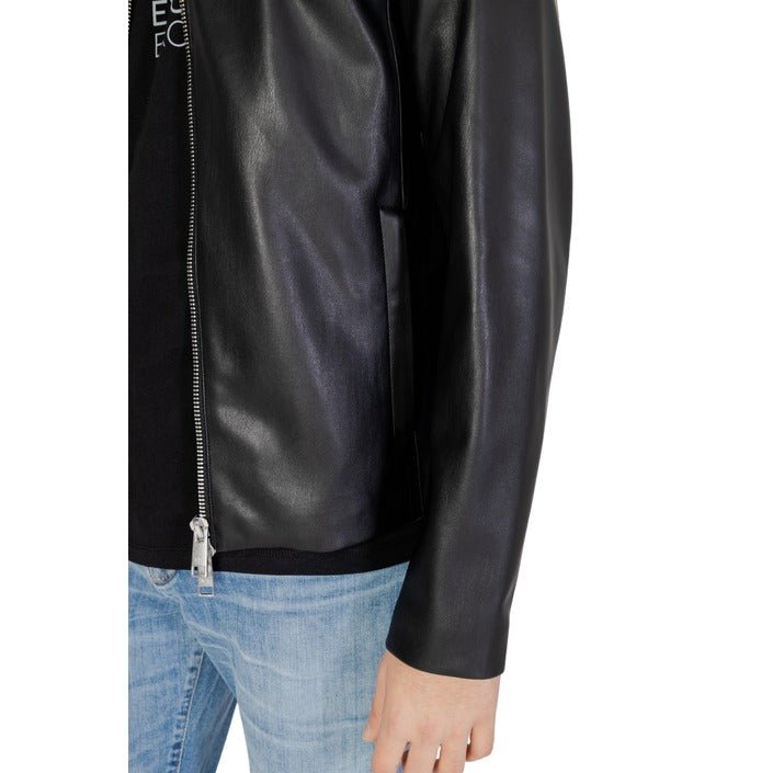 Armani Exchange Faux Leather Biker Jacket Black - Princess Attitude