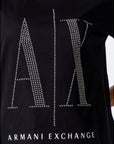 Armani Exchange Large Logo Round Neck T-Shirt Black - Princess Attitude