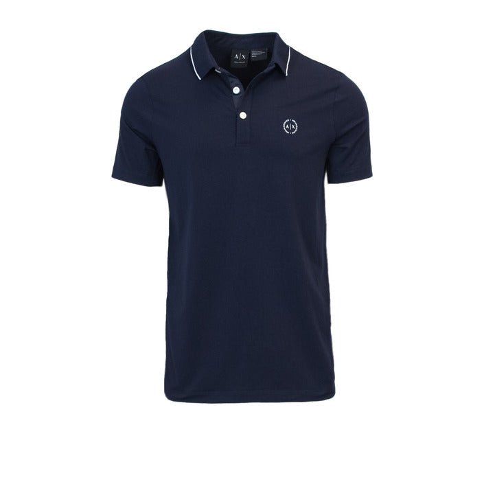 Armani Exchange Logo Cotton Rich Polo Shirt Blue - Princess Attitude