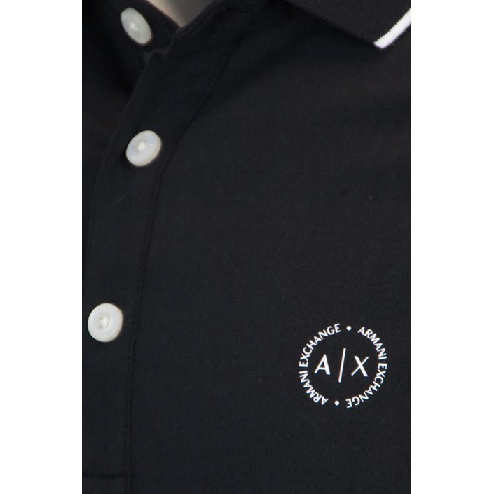 Armani Exchange Logo Exchange Cotton Rich Polo Shirt Black - Princess Attitude