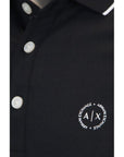 Armani Exchange Logo Exchange Cotton Rich Polo Shirt Black - Princess Attitude