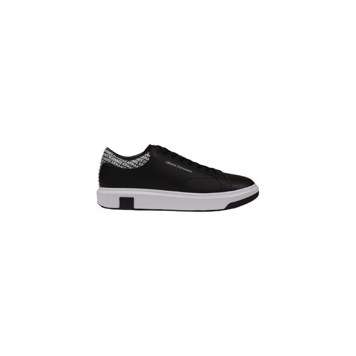 Armani Exchange Logo Leather Low Top Sneakers Black - Princess Attitude