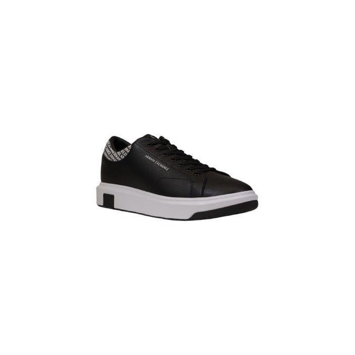 Armani Exchange Logo Leather Low Top Sneakers Black - Princess Attitude