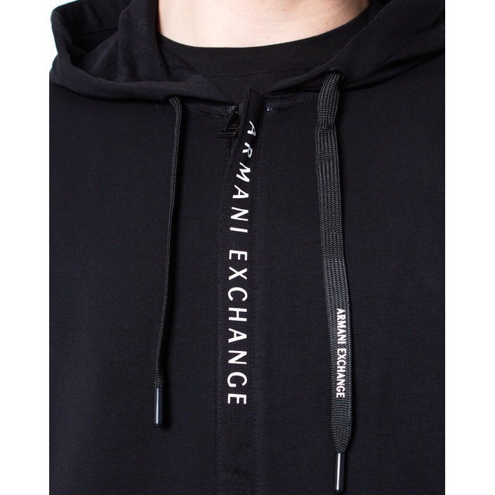 Armani Exchange Logo Print Zip Up Hoodie Black - Princess Attitude