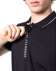 Armani Exchange Logo Zip Tape Polo T-Shirt Black - Princess Attitude