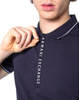 Armani Exchange Logo Zip Tape Polo T-Shirt Navy - Princess Attitude