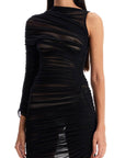 Mugler - Asymmetric Mesh Dress In Italian