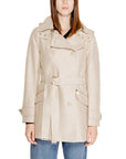 Morgan De Toi Double Breast Waist Belted Trench Coat Beige