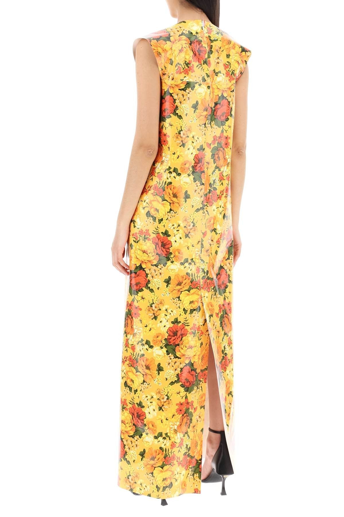 Balenciaga - Maxi Sleeveless Faux Vinyl Floral Dress - Princess Attitude