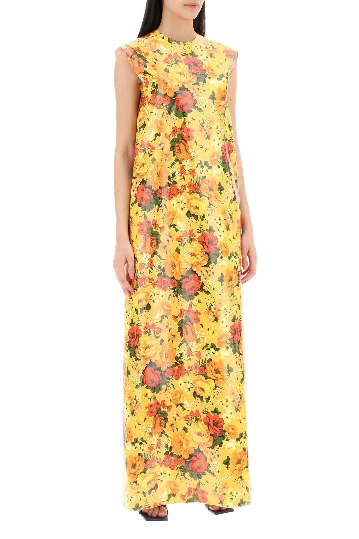 Balenciaga - Maxi Sleeveless Faux Vinyl Floral Dress - Princess Attitude