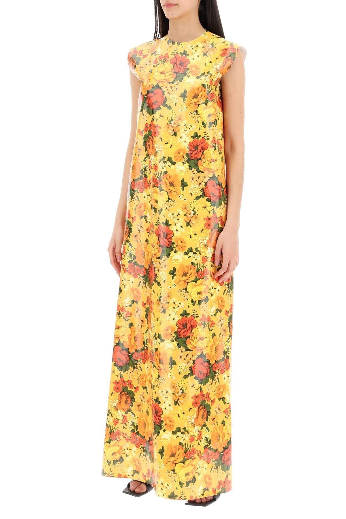 Balenciaga - Maxi Sleeveless Faux Vinyl Floral Dress - Princess Attitude