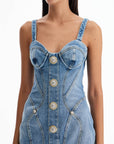 Balmain - Mini Denim Dress With Decorative Buttons - Princess Attitude