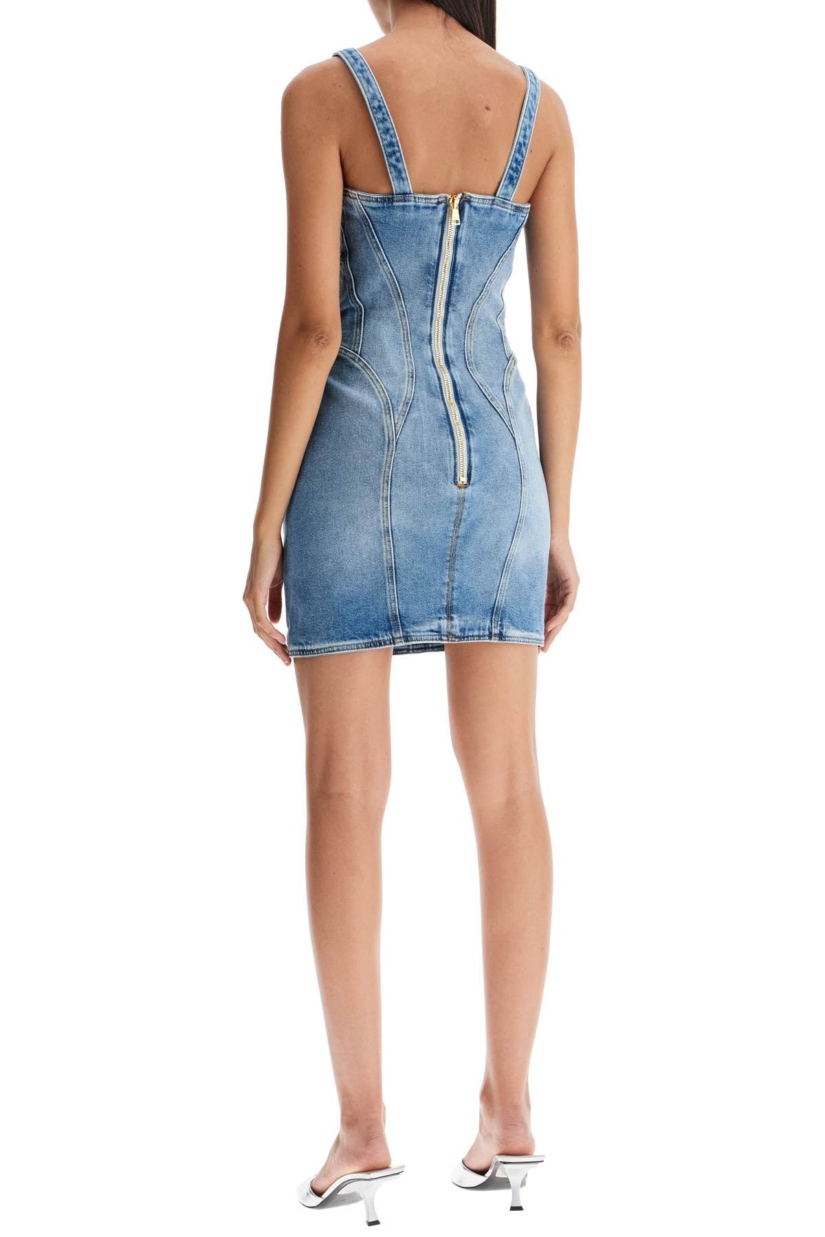 Balmain - Mini Denim Dress With Decorative Buttons - Princess Attitude