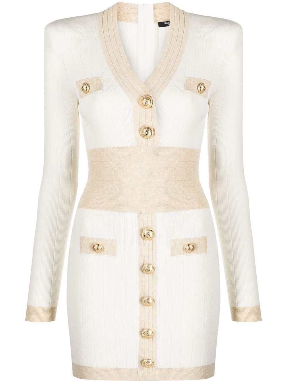 Balmain - V Neck Golden Edge Knit Dress - Princess Attitude