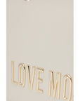 Love Moschino Logo Plaque Chain Strap Bag Beige