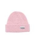 Ganni - Beanie Hat With Logo Patch