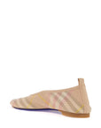 Burberry - Beige Check Knit Ballerinas With Rubber Sole