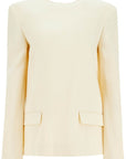 Toteme - Beige Long Sleeve Top With Applied Pockets In Viscose And Wool