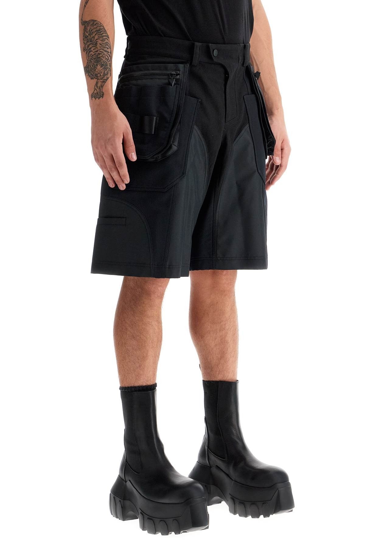 Mugler - &quot;Bi-Material Cargo Bermuda Shorts