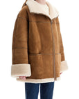 Toteme - Biscuits Shearling Lamb Leather Jacket With Wide Collar